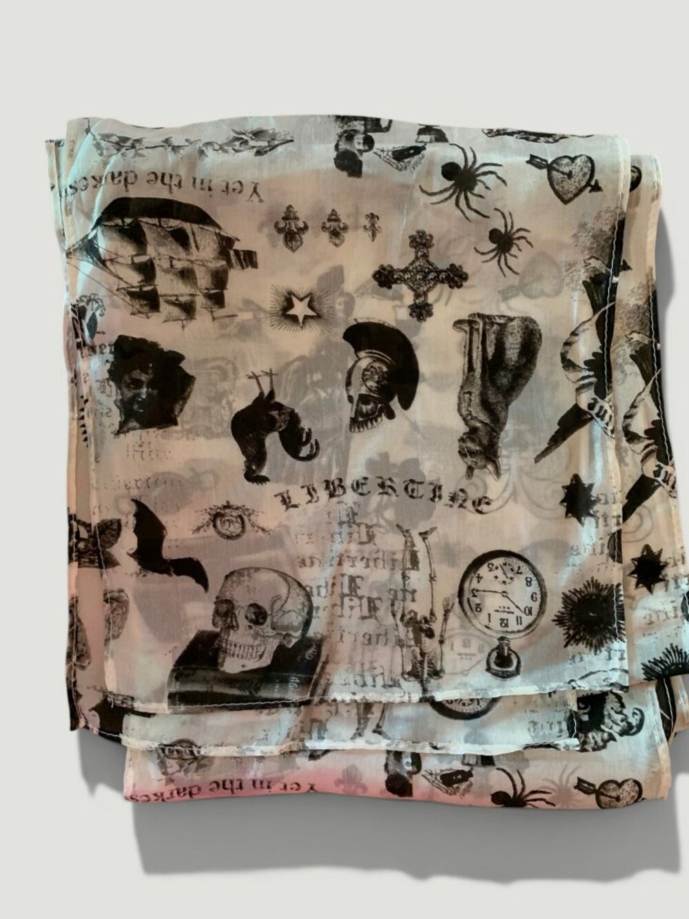 Whimsical scull silk scarf